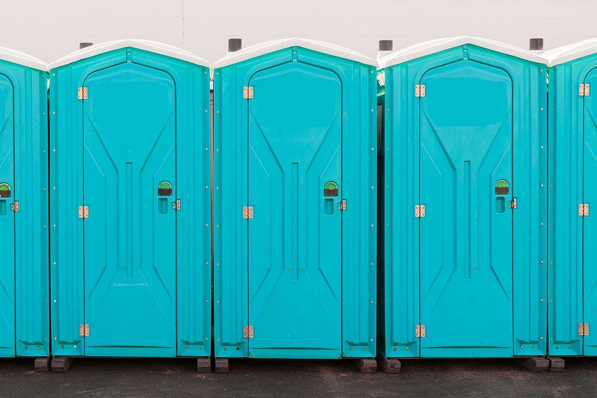 Industrial portable restroom units at a plant in Lincoln, Nebraska