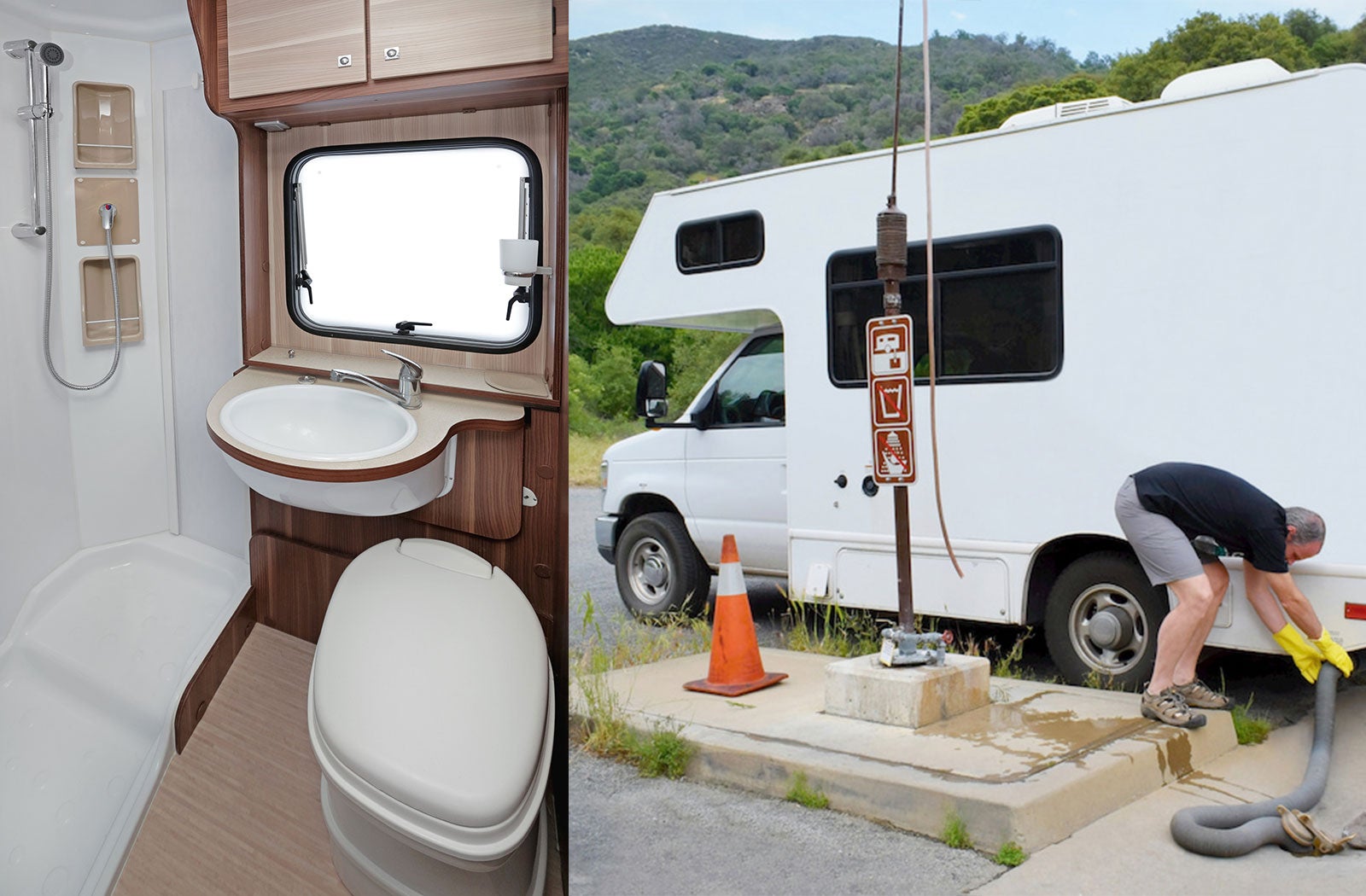 Portable RV/camper toilet and holding tank setup in Lincoln, Nebraska